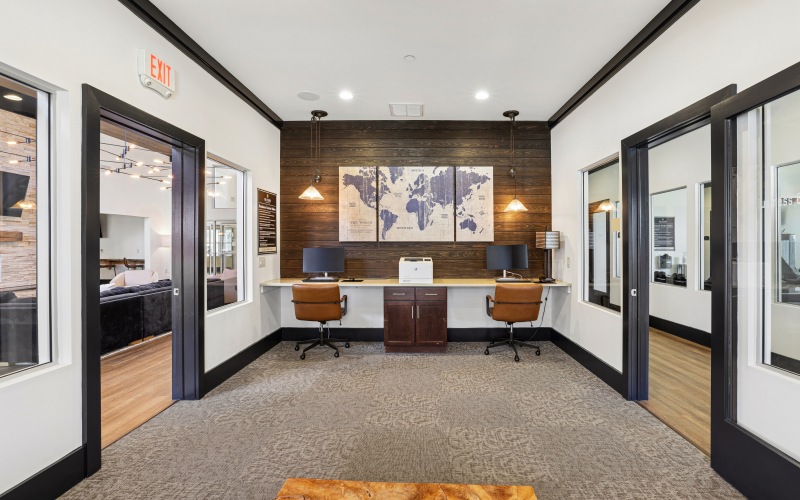 Office with computers and computer chairs