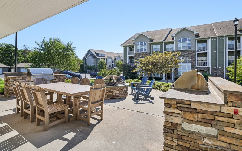Grill station and firepit.